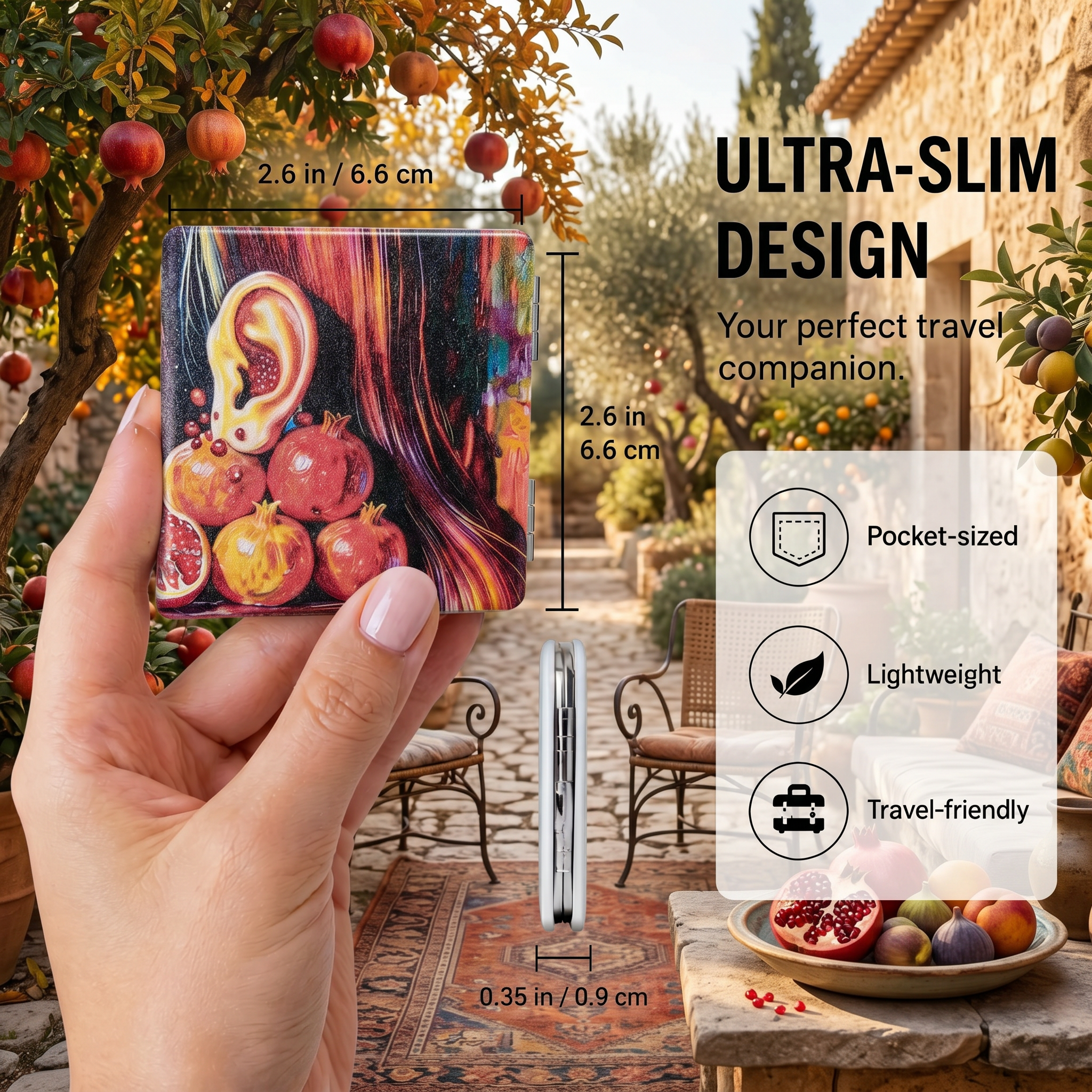 Surreal Ear & Pomegranate Starry Night Folding Mirror
