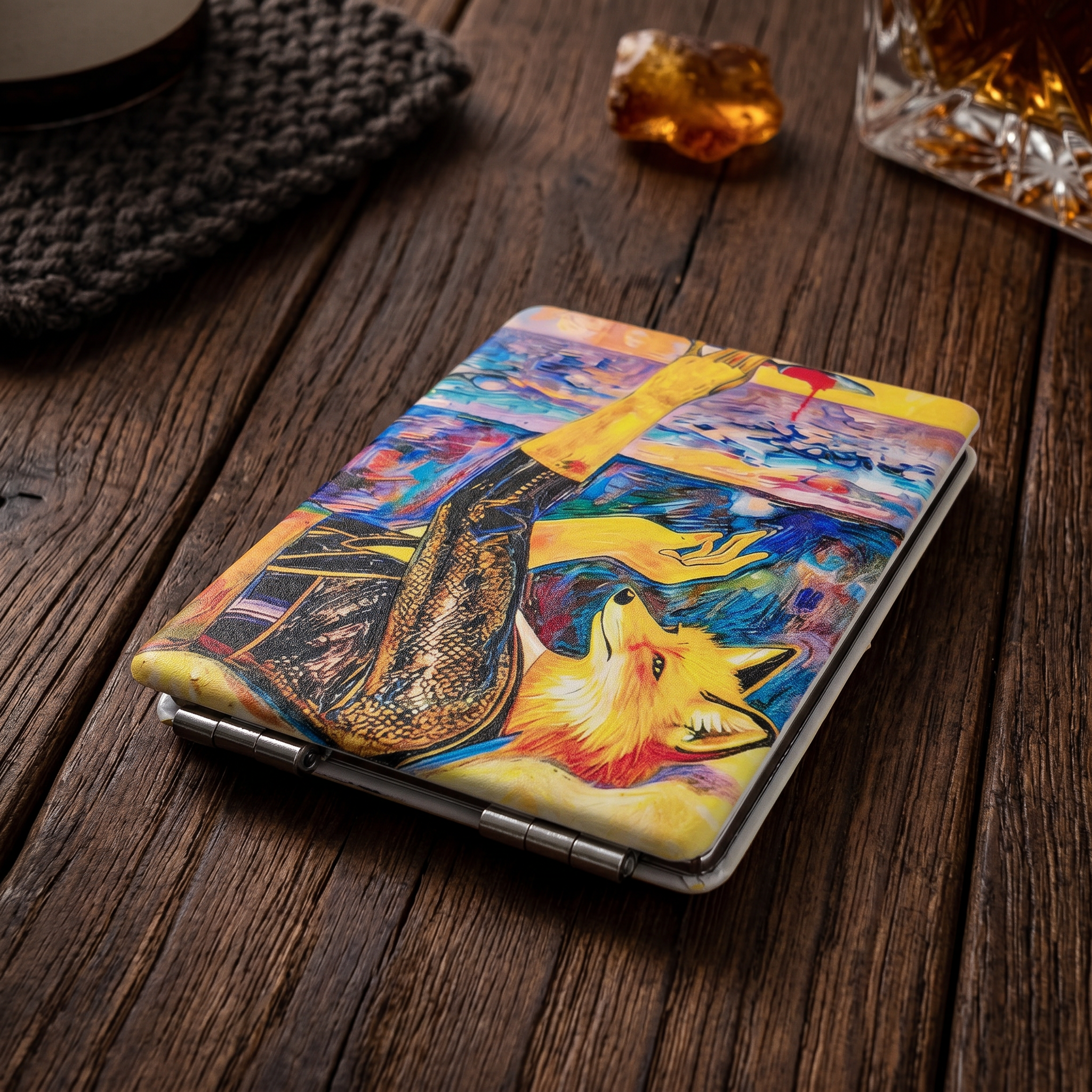 Surreal Fox & Blade Artistic Folding Mirror