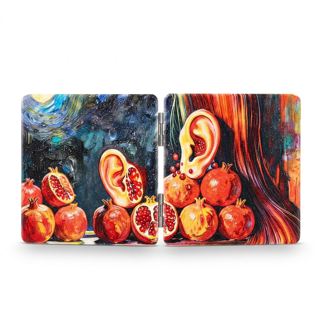 Surreal Ear & Pomegranate Starry Night Folding Mirror