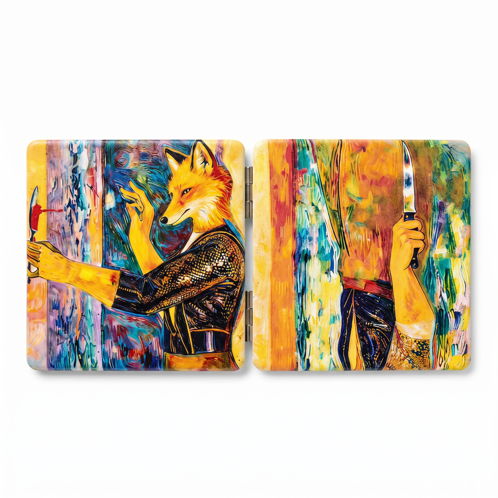 Surreal Fox & Blade Artistic Folding Mirror
