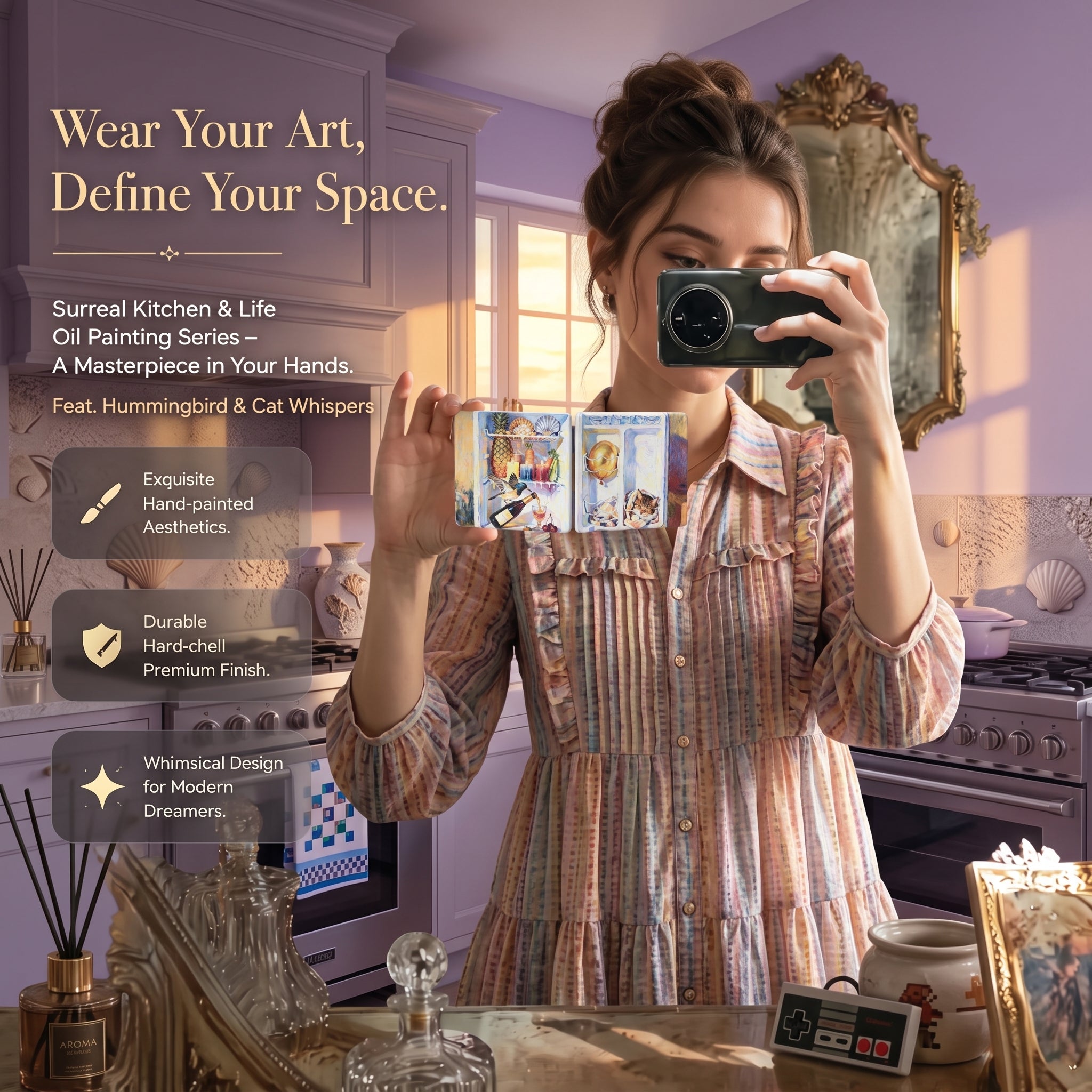 Blue Garden Dream Folding Compact Mirror
