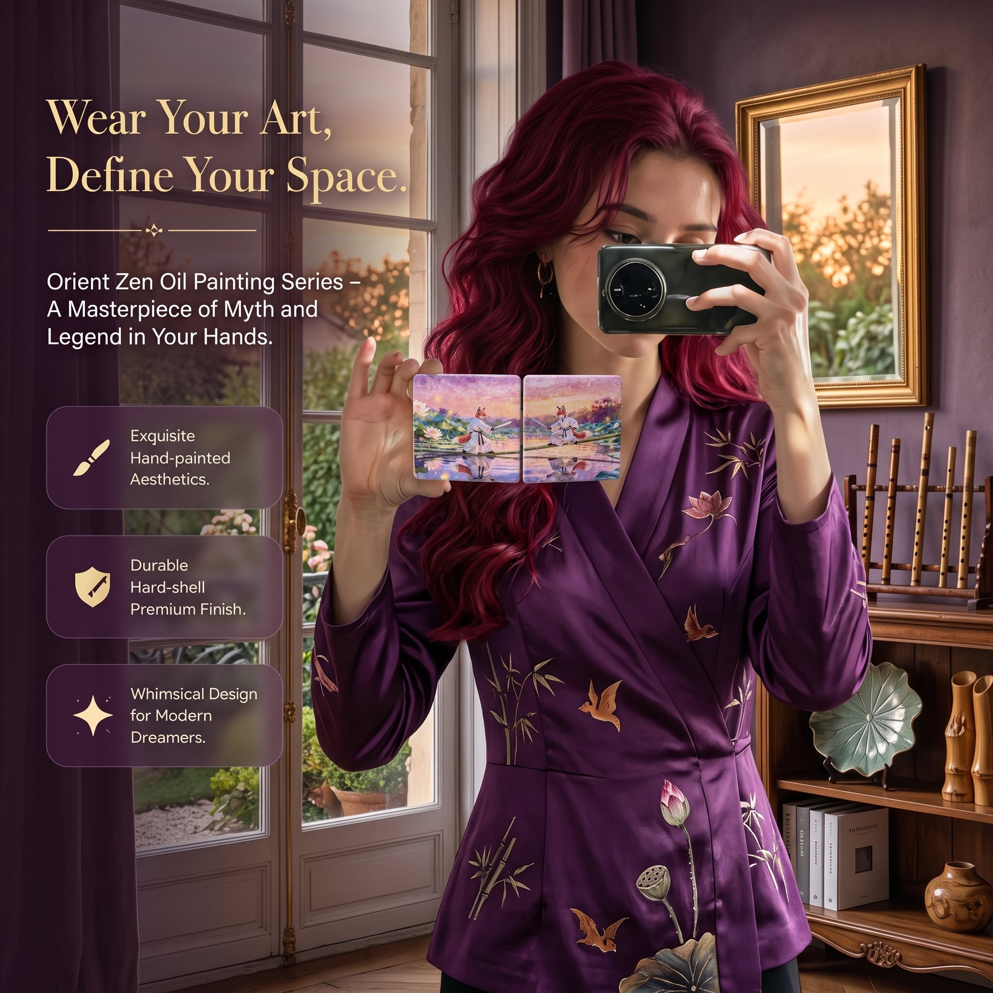 Autumn Fox Warrior Folding Compact Mirror