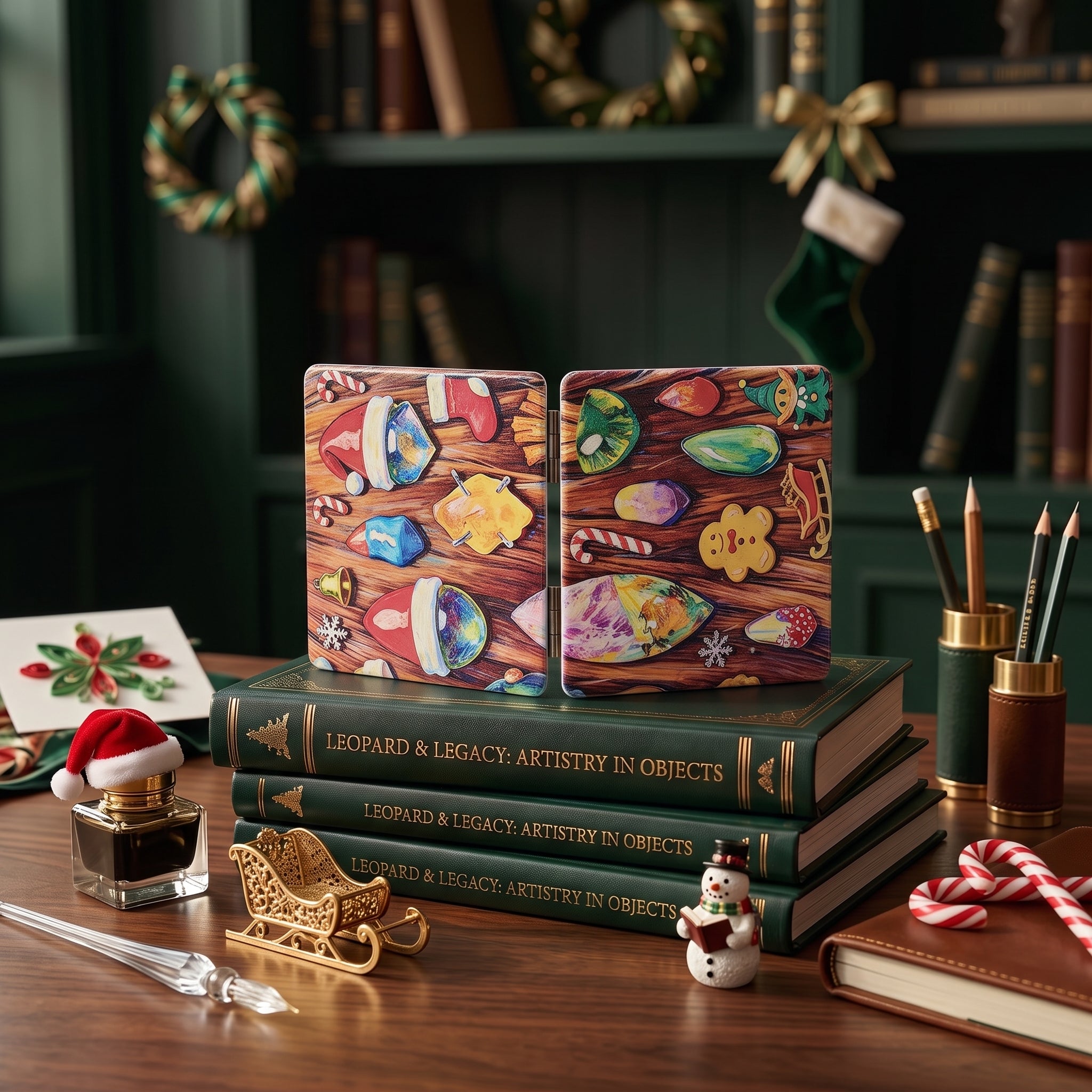 Christmas Gemstone Wonderland Folding Compact Mirror