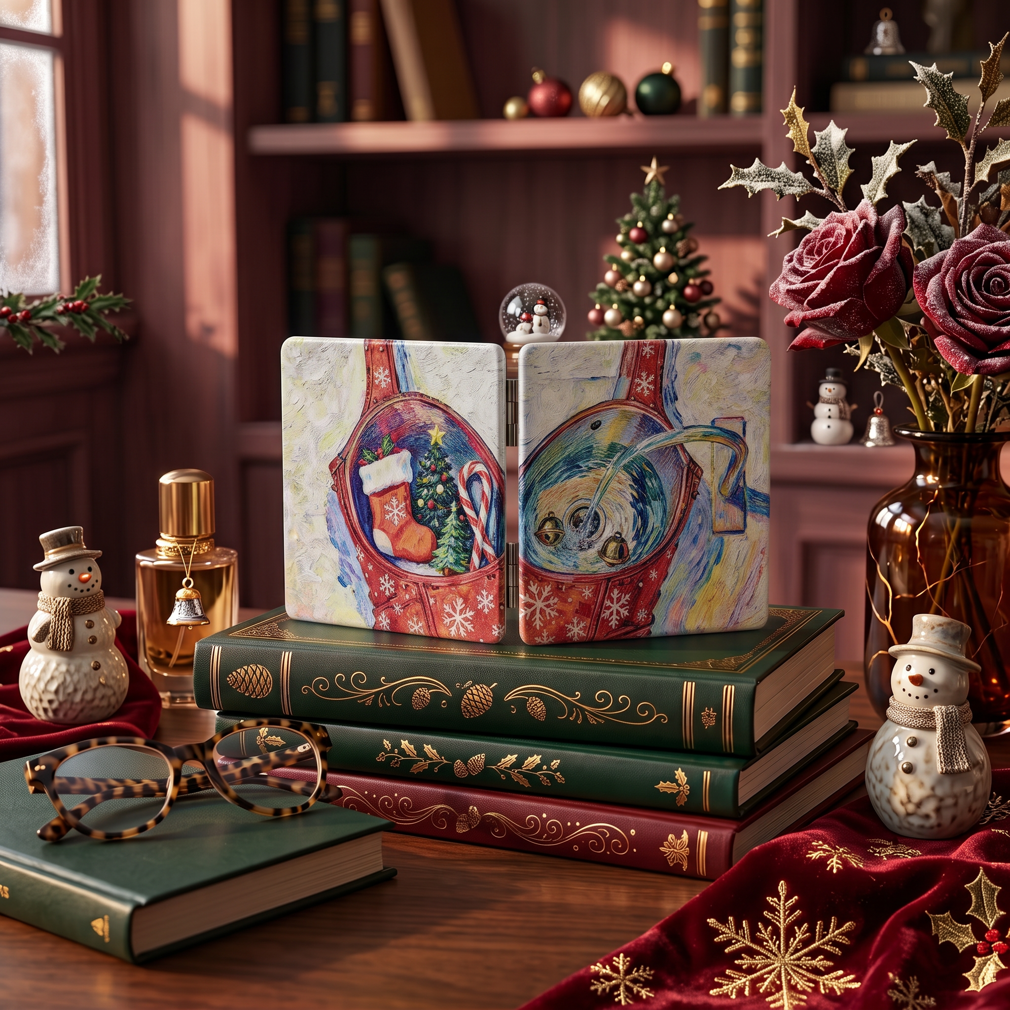 Christmas Cheer Folding Compact Mirror