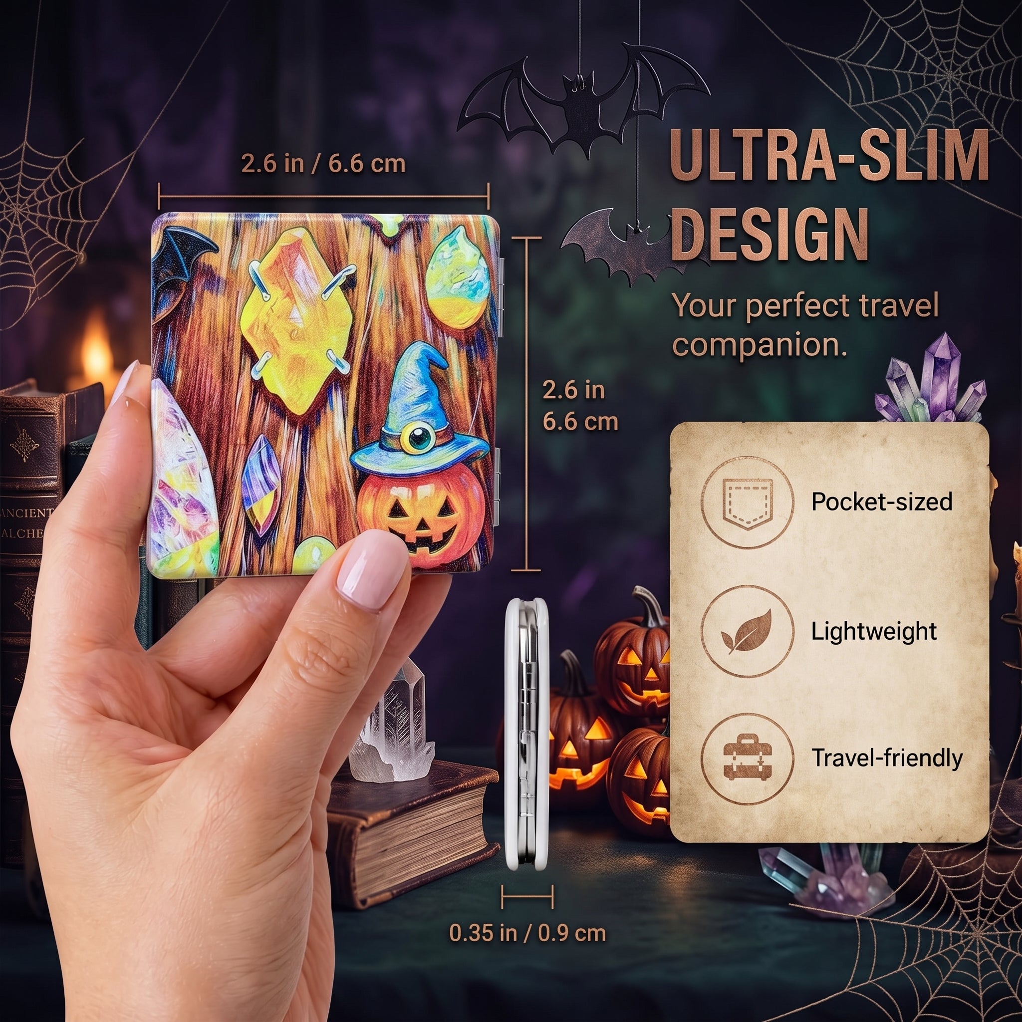 Mystic Halloween Treasures Folding Compact Mirror