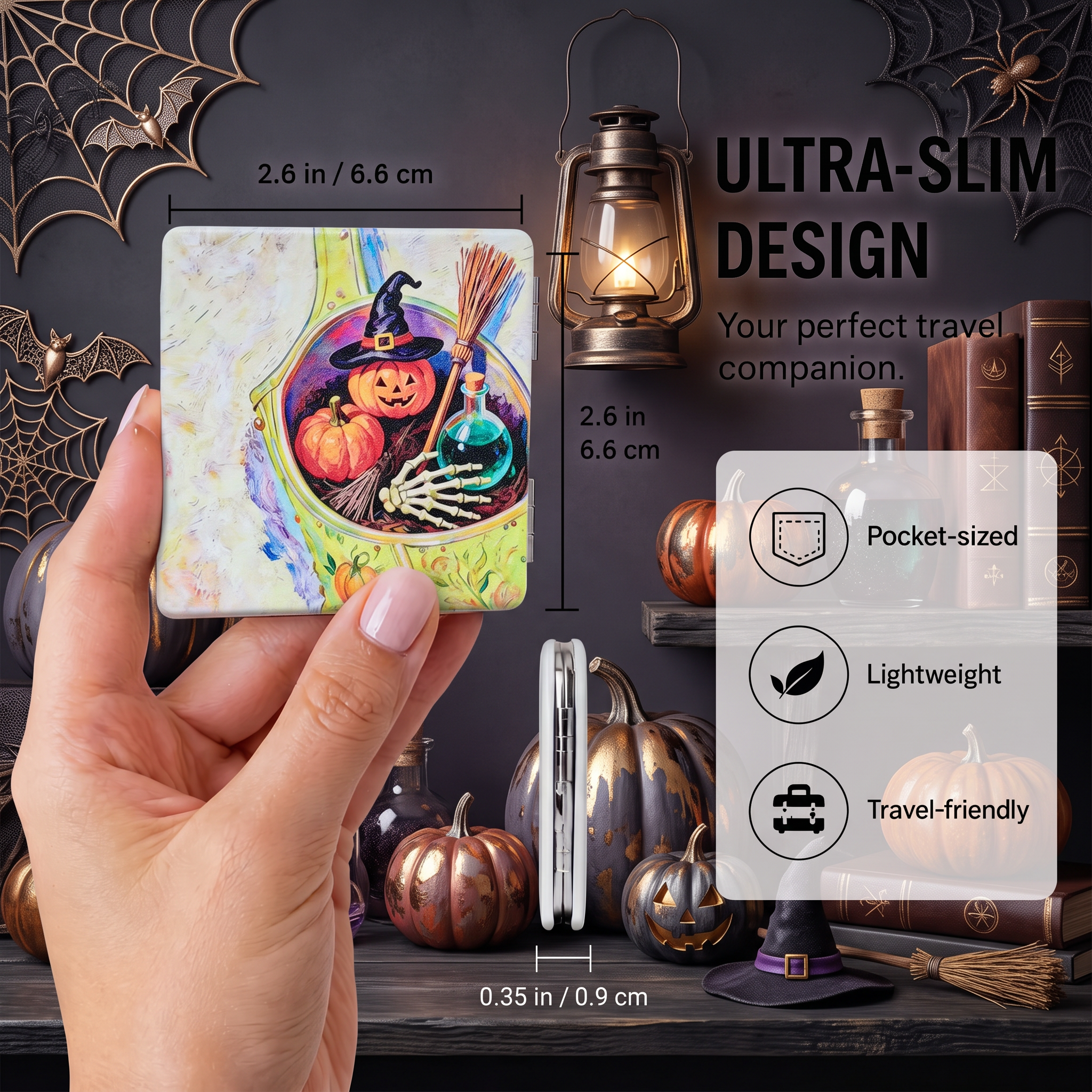 Halloween Magic Washing Machine Folding Compact Mirror