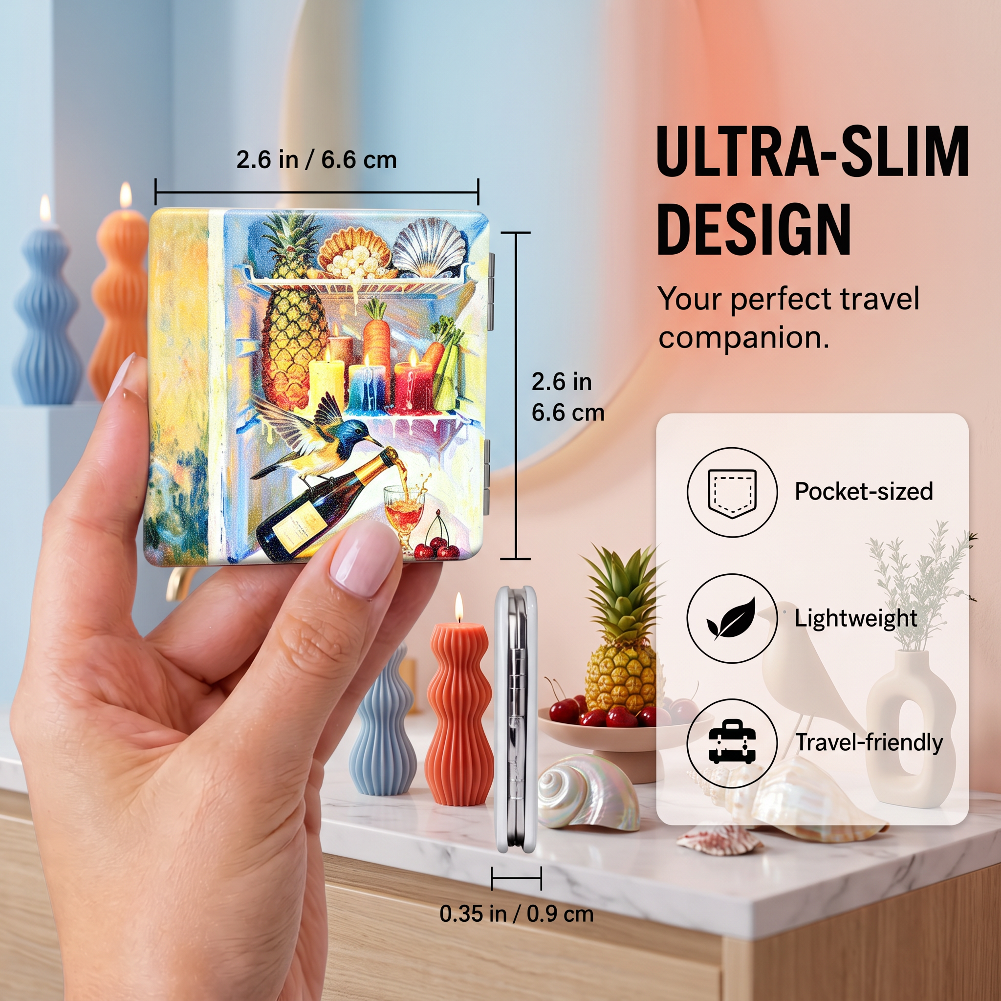 Blue Garden Dream Folding Compact Mirror