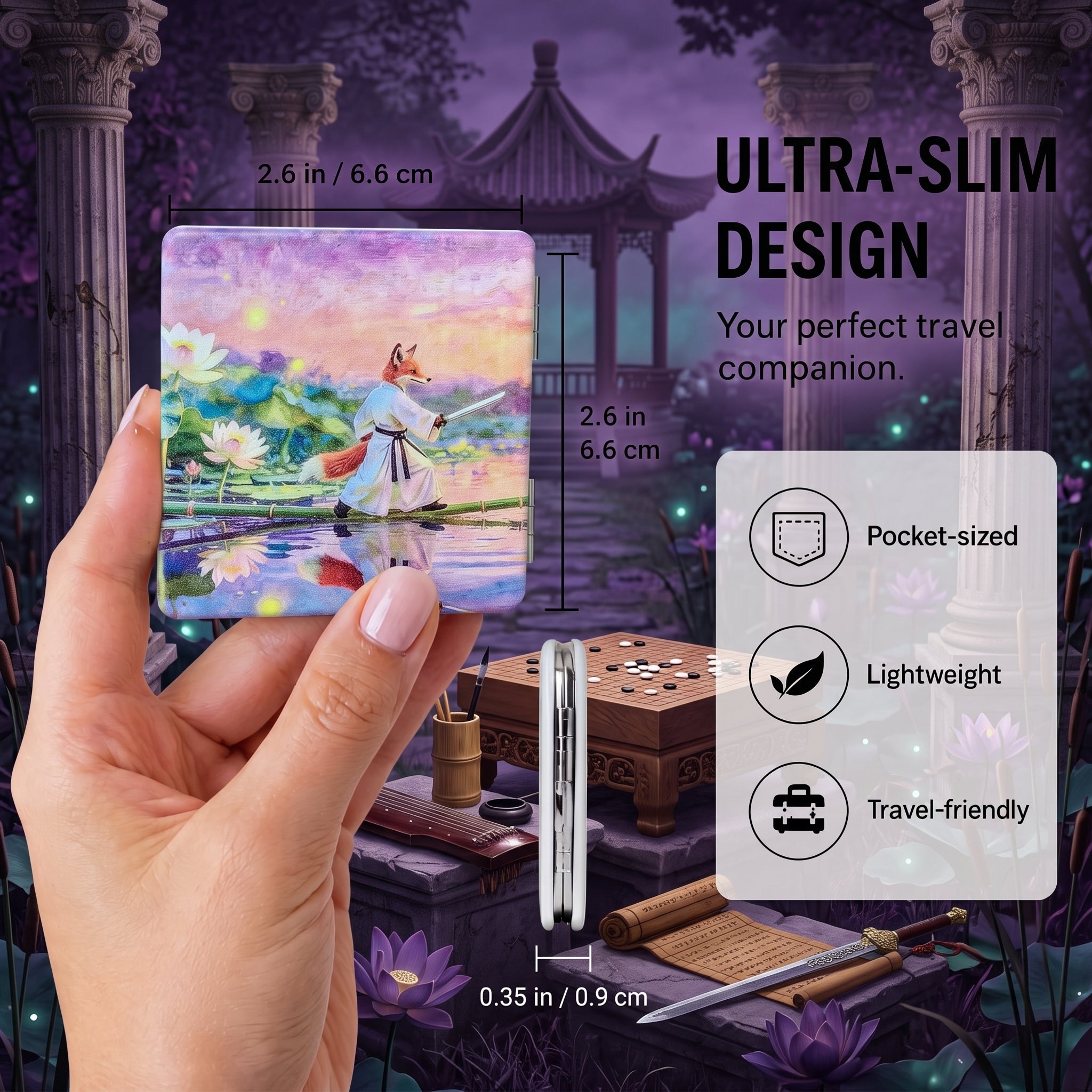 Autumn Fox Warrior Folding Compact Mirror