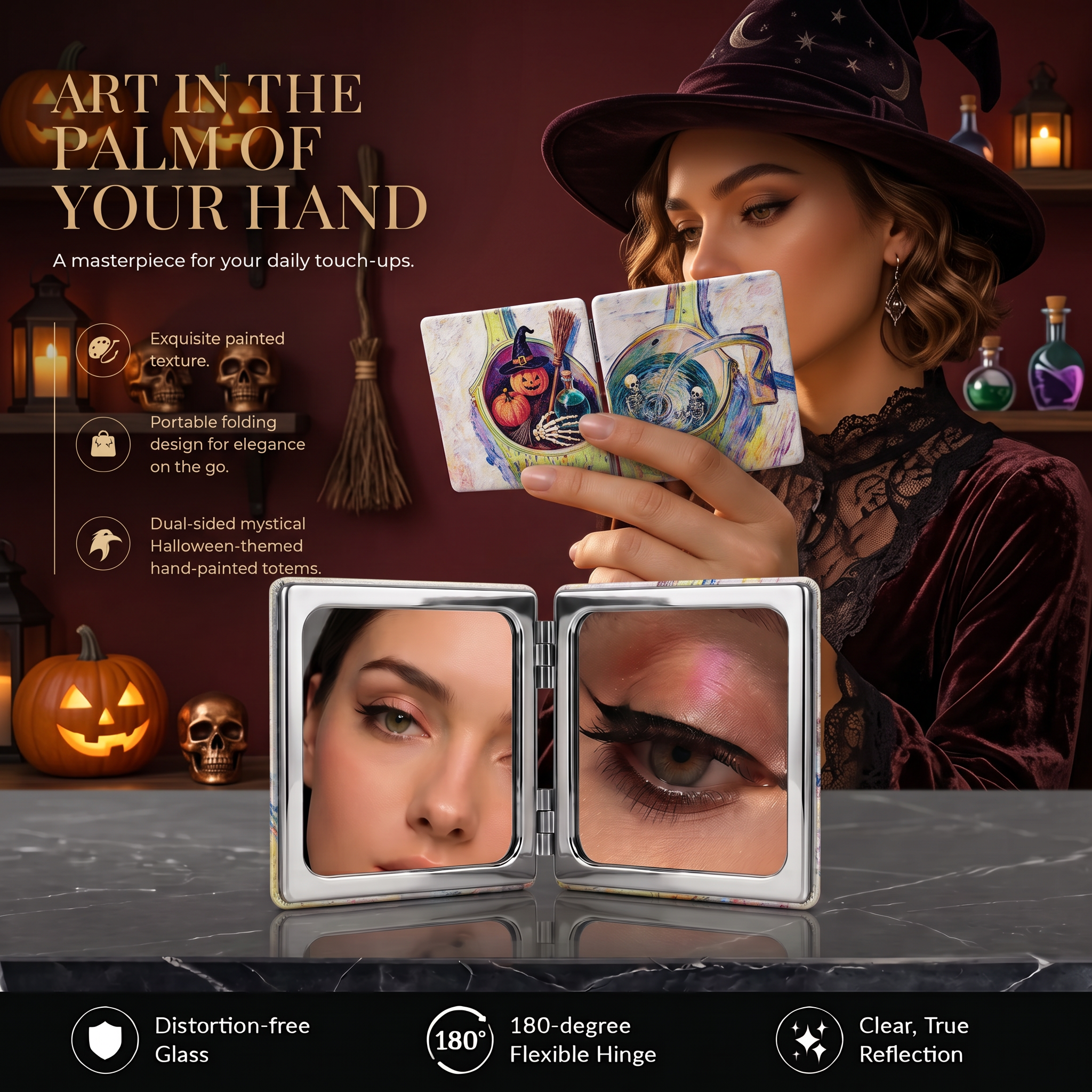 Halloween Magic Washing Machine Folding Compact Mirror