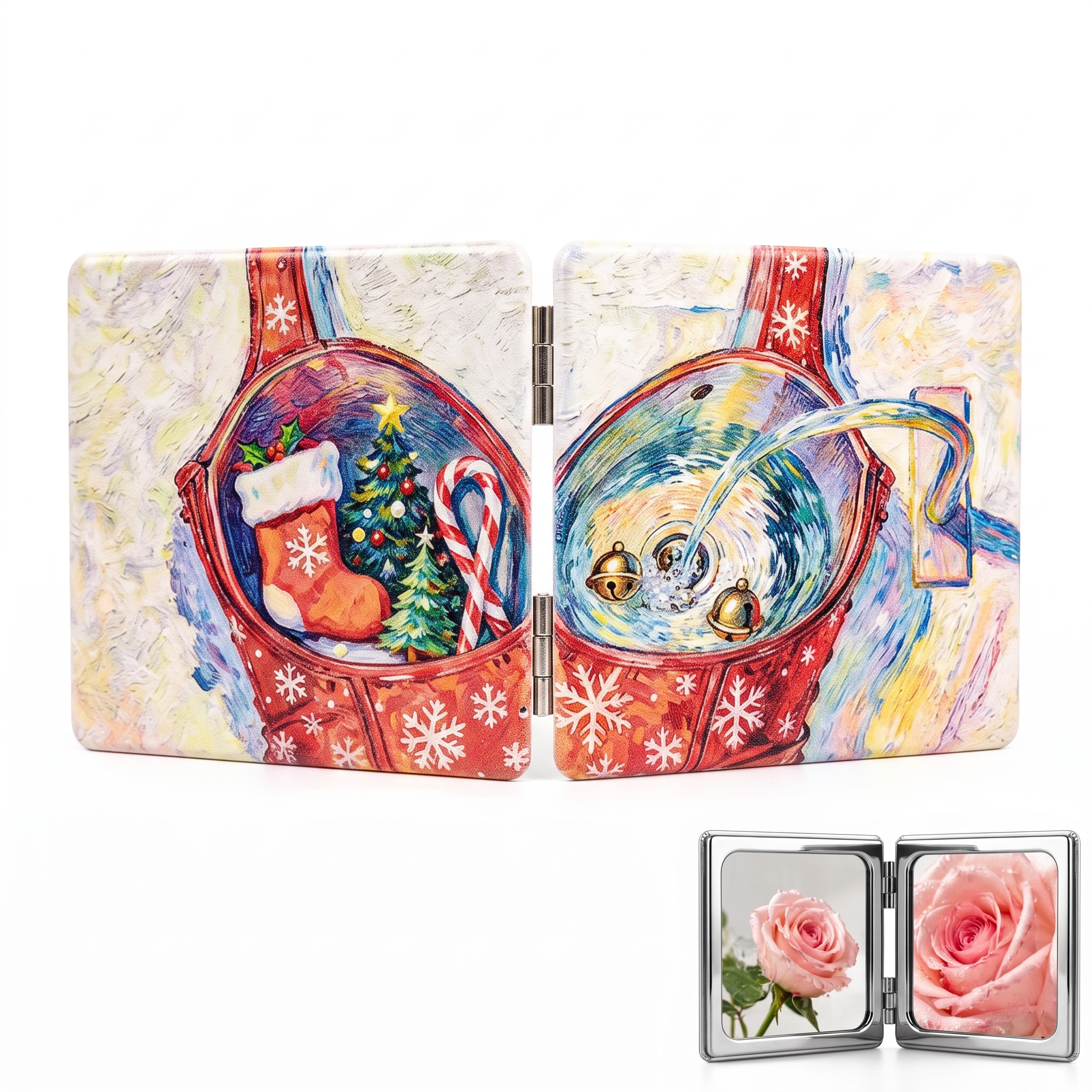 Christmas Cheer Folding Compact Mirror