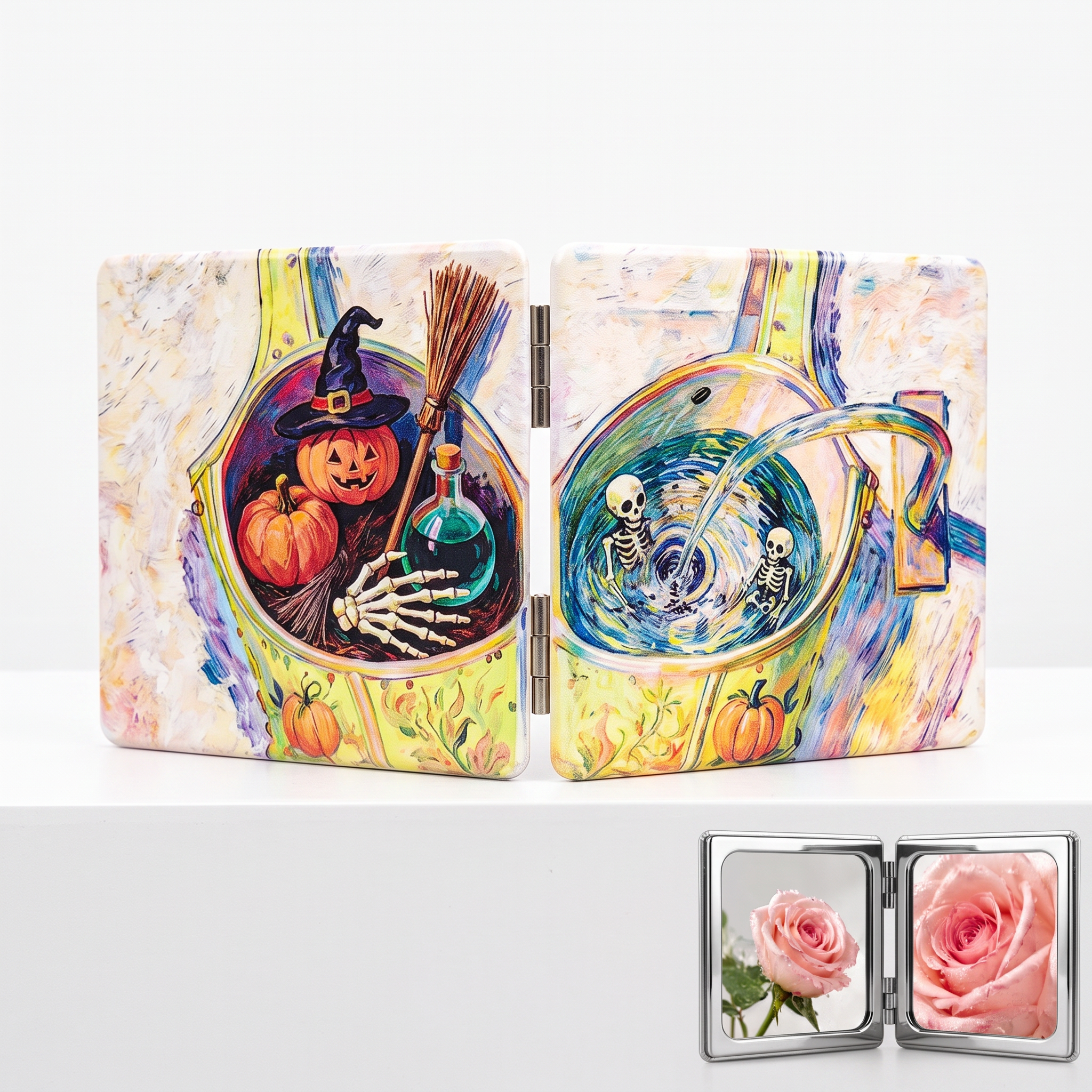 Halloween Magic Washing Machine Folding Compact Mirror