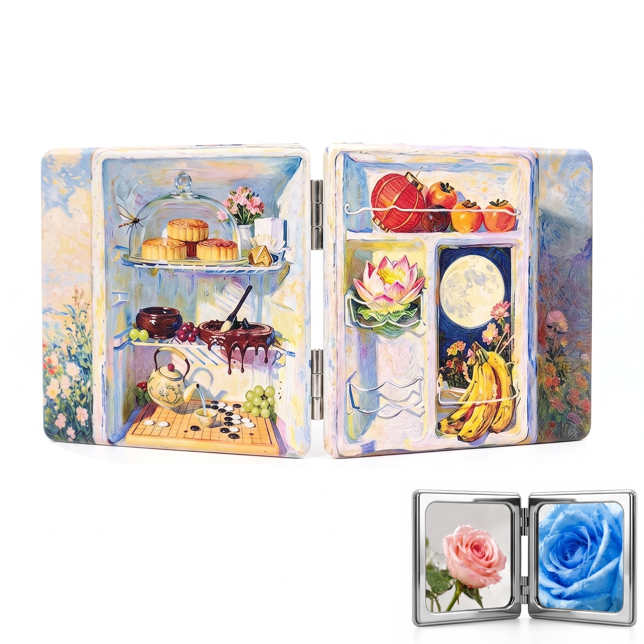 Moonlit Tea Garden Folding Compact Mirror