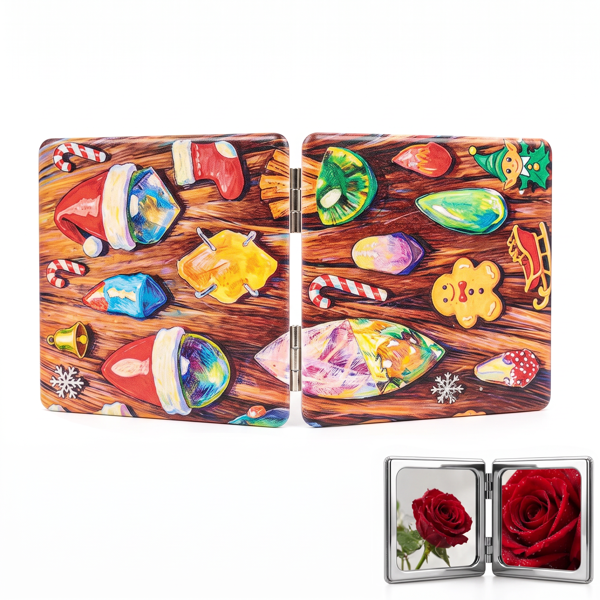 Christmas Gemstone Wonderland Folding Compact Mirror