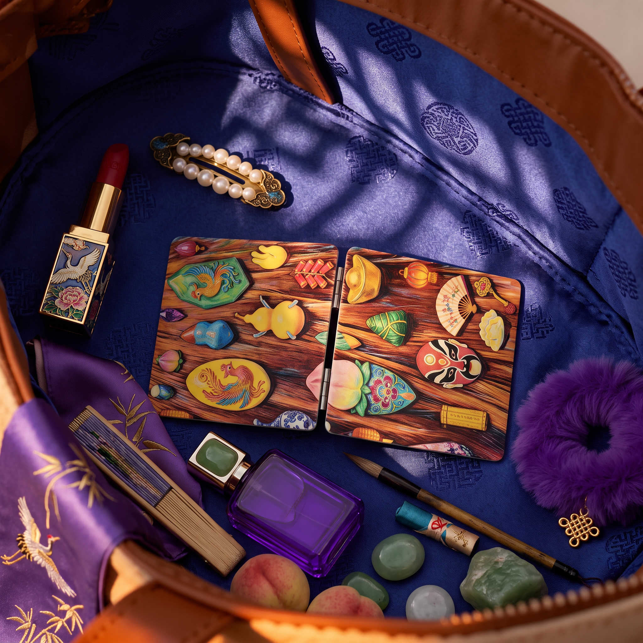 Oriental Heritage Treasures Folding Compact Mirror