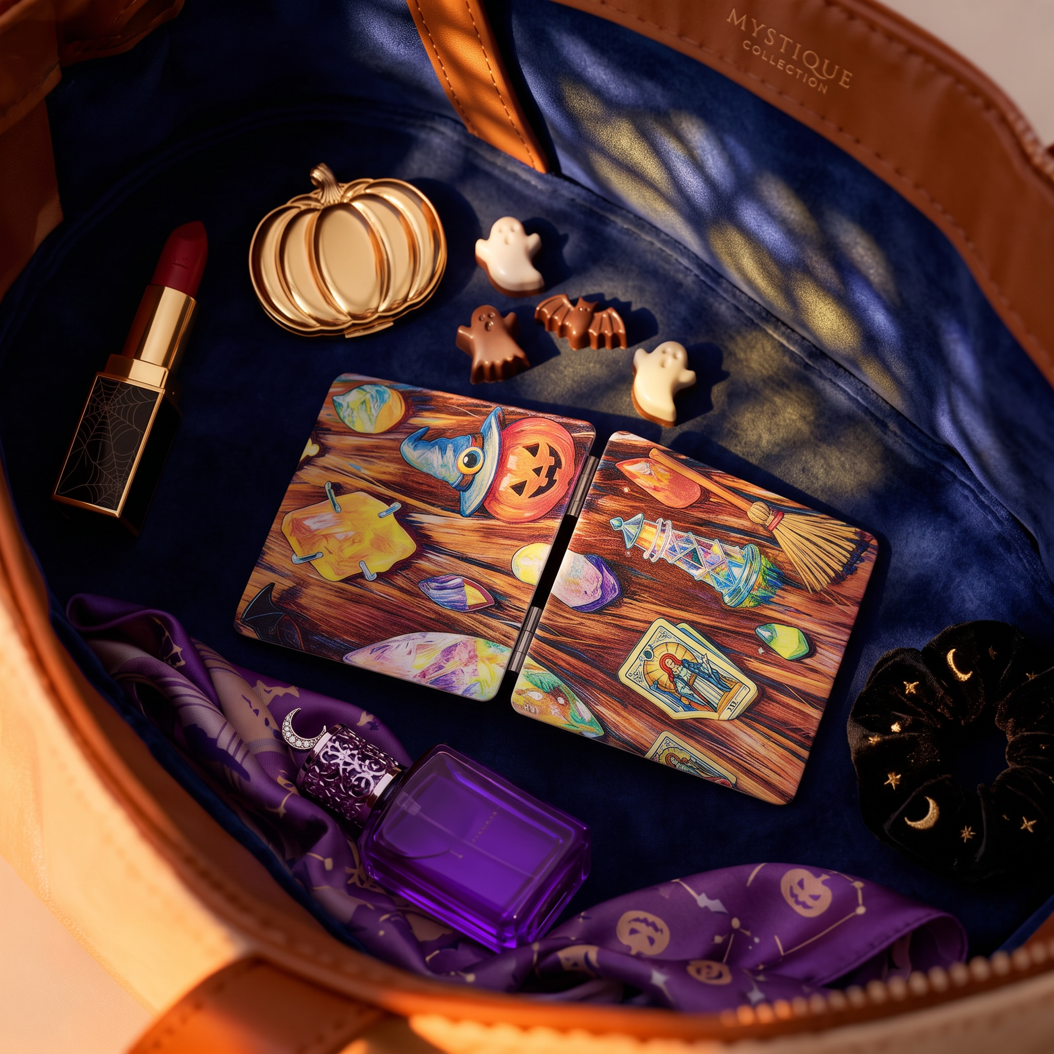 Mystic Halloween Treasures Folding Compact Mirror