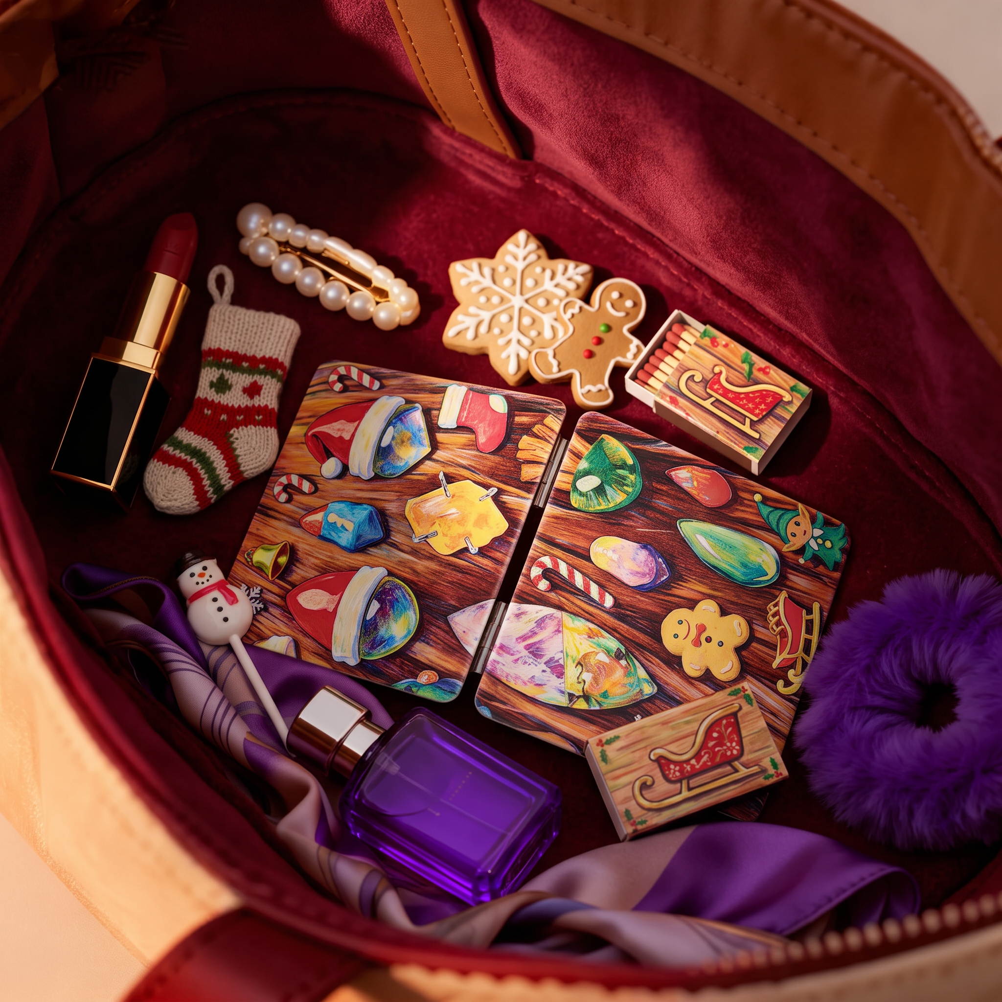 Christmas Gemstone Wonderland Folding Compact Mirror
