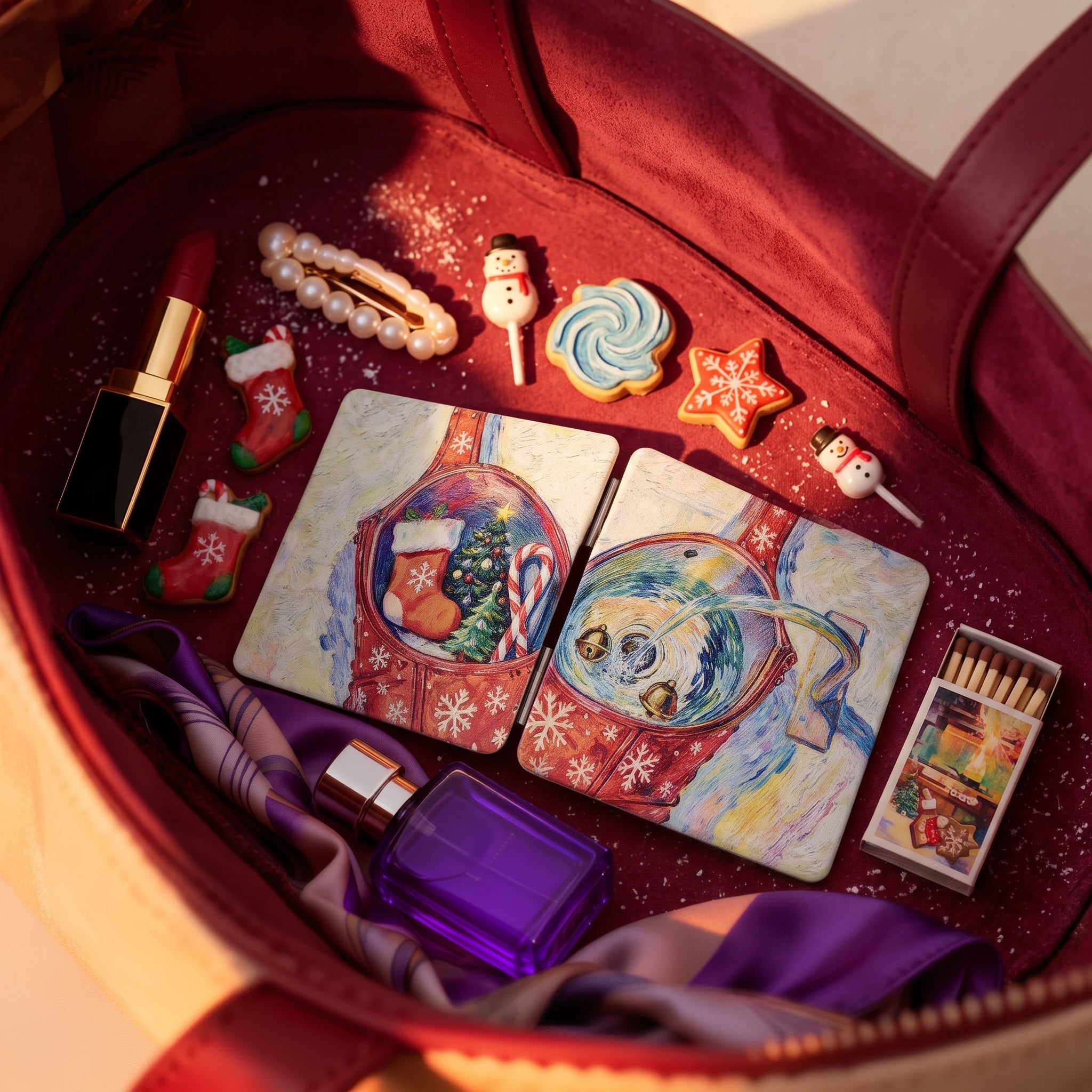 Christmas Cheer Folding Compact Mirror