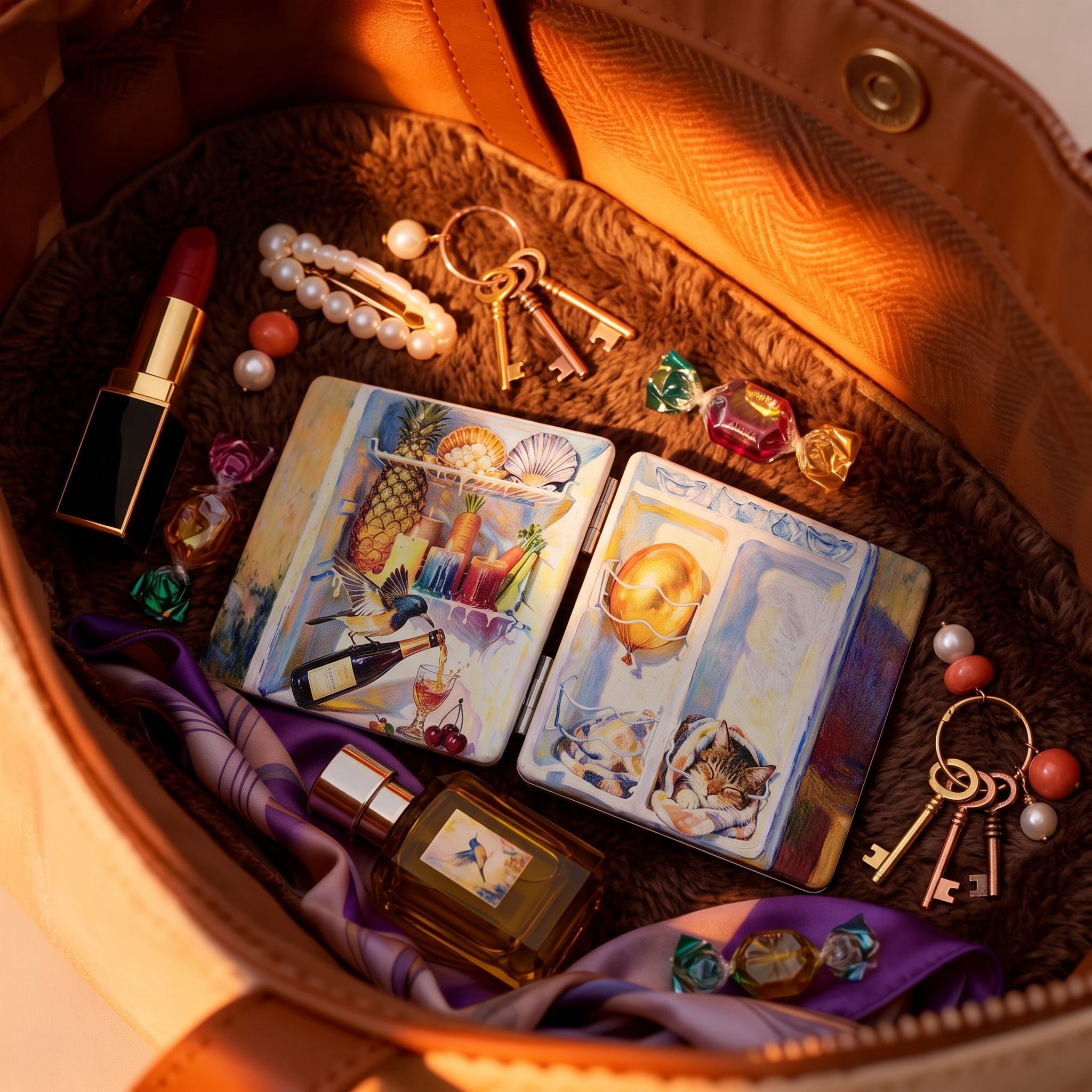 Blue Garden Dream Folding Compact Mirror