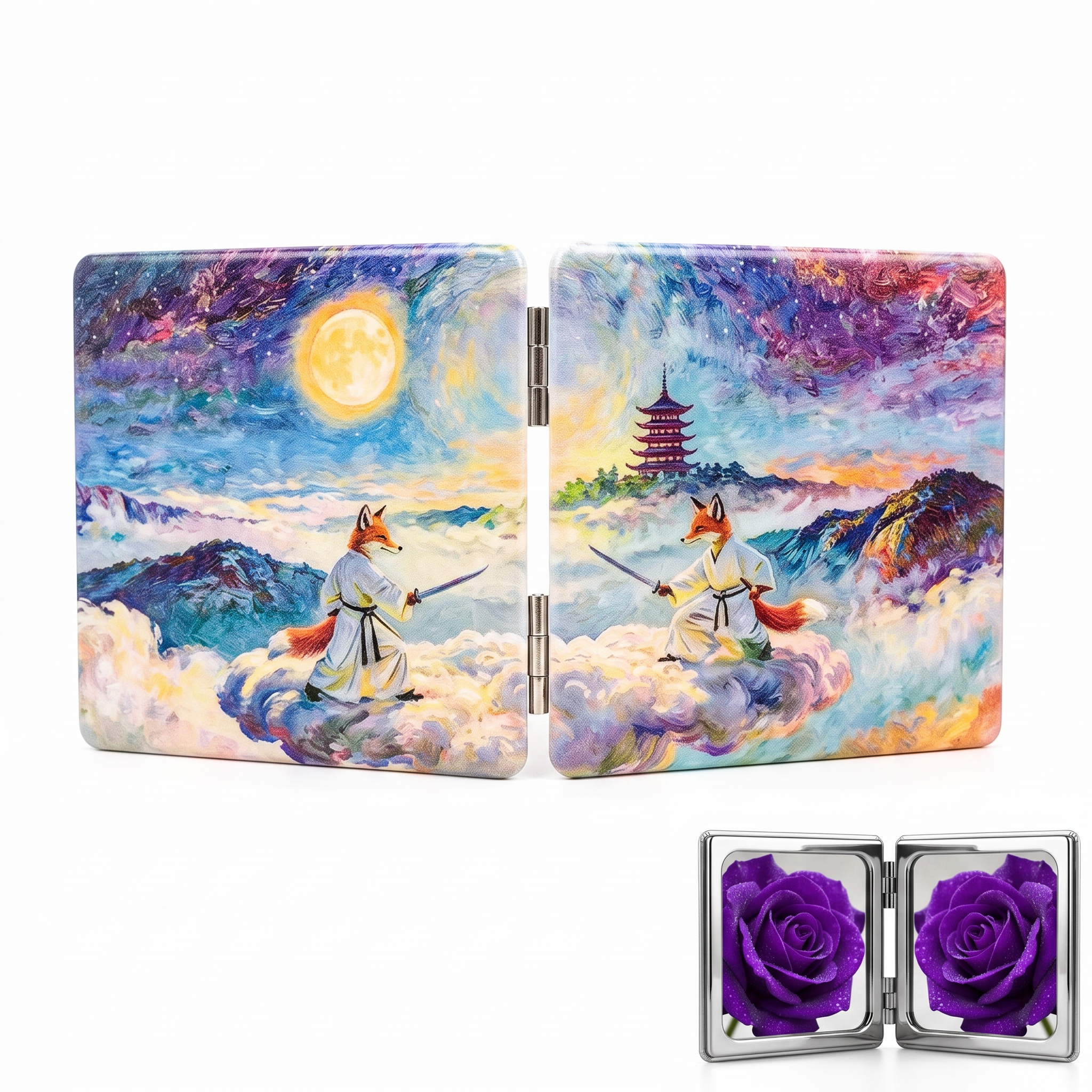 Celestial Fox Warrior Folding Compact Mirror