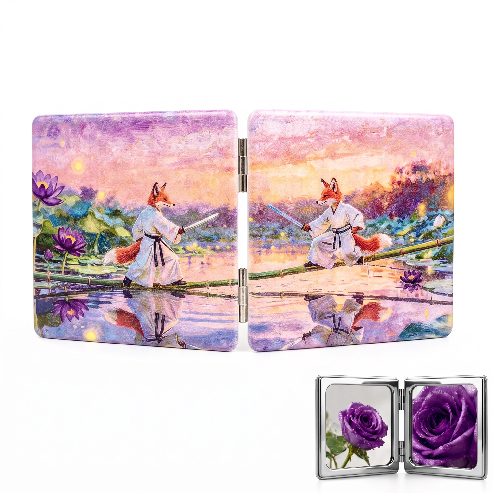 Autumn Fox Warrior Folding Compact Mirror
