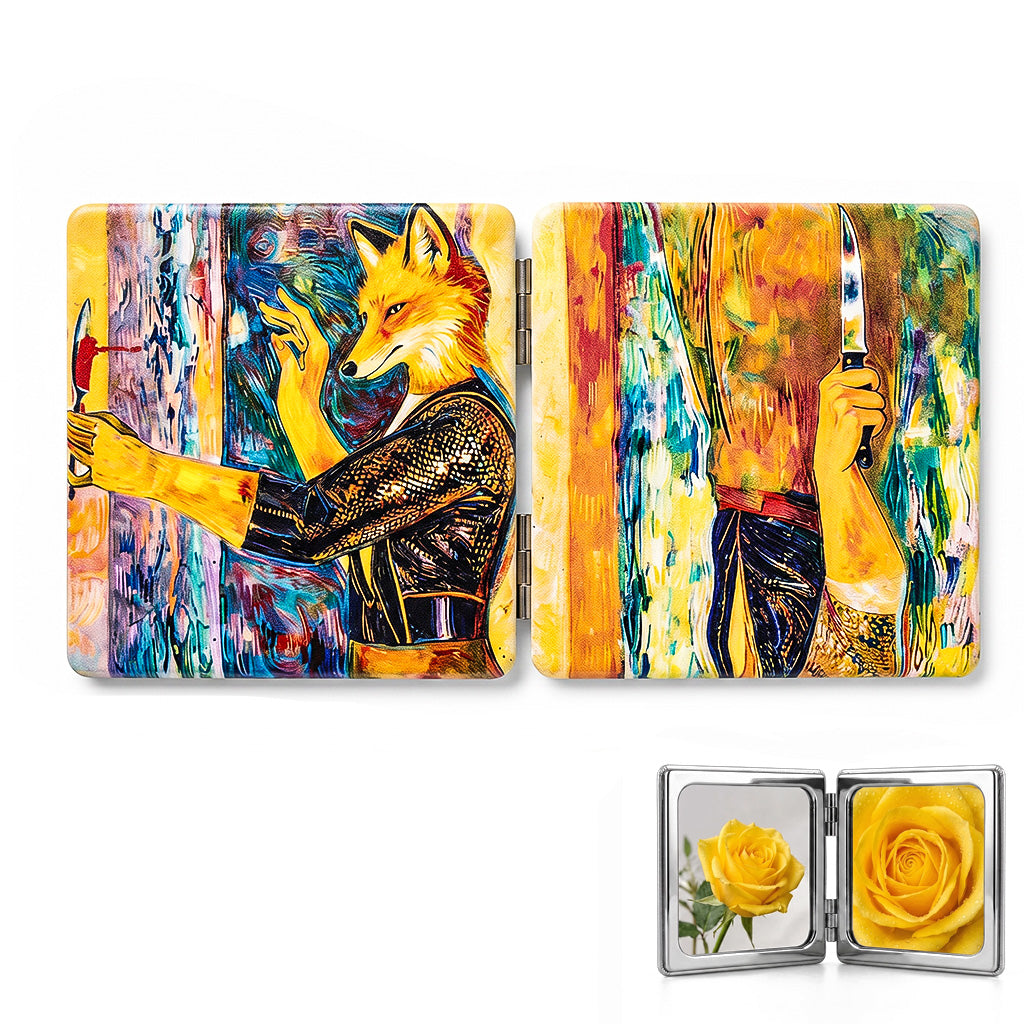 Surreal Fox & Blade Artistic Folding Mirror