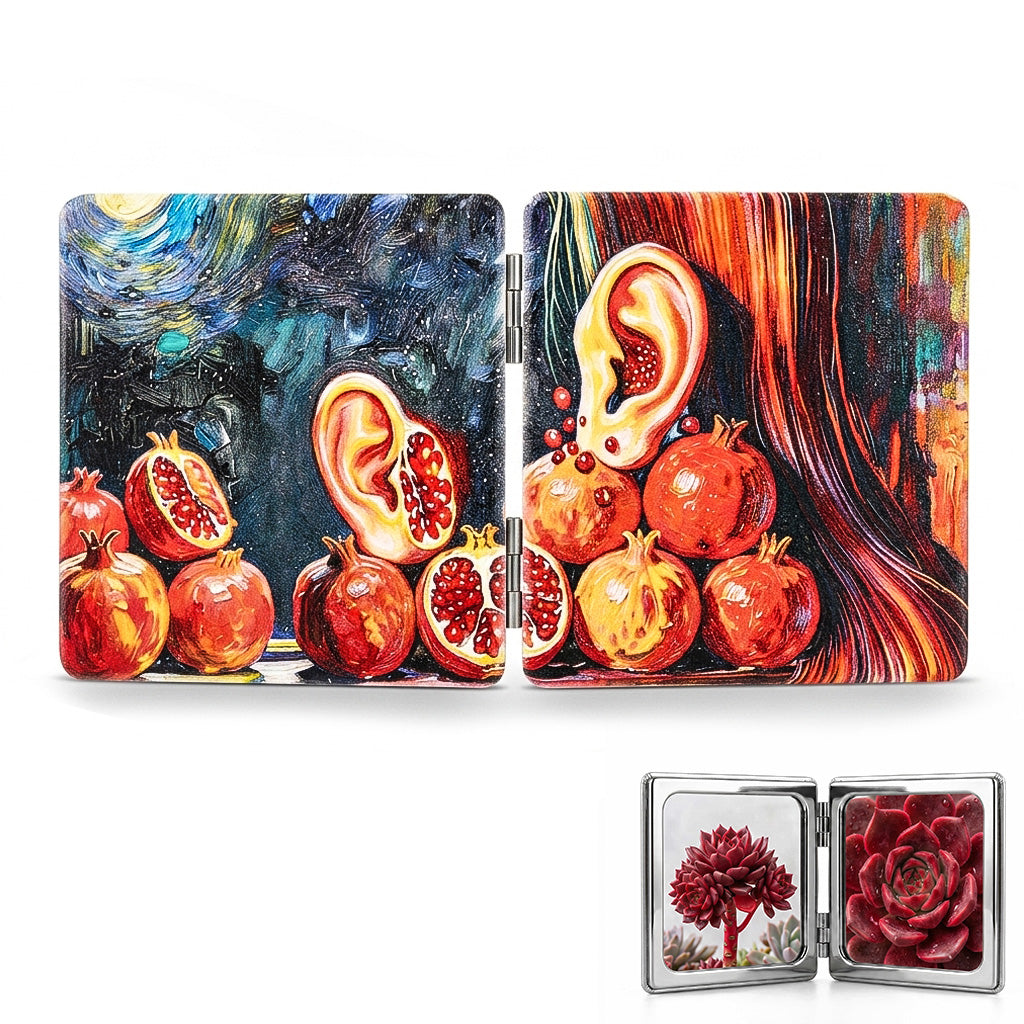 Surreal Ear & Pomegranate Starry Night Folding Mirror